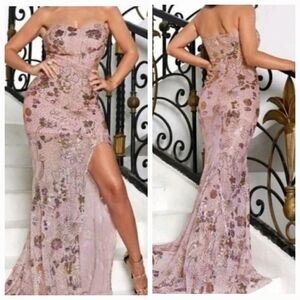 PREMIUM BRAND AND QUALITY DUSTY PINK, FLORAL, CONTRAST, SEQUINED